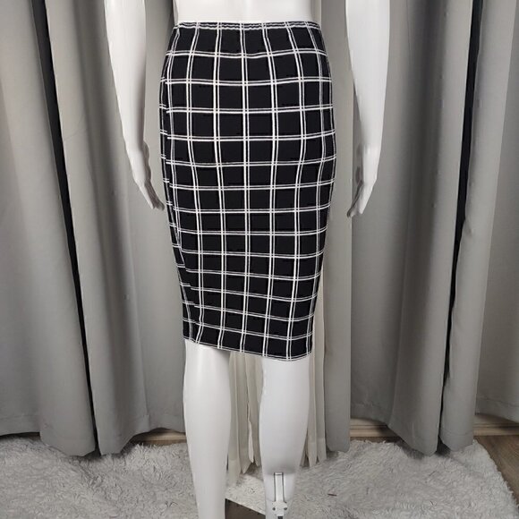 Shein Womens Plaid Elastic Waist Stretch Bodycon Knee Length Pencil Skirt Size S - Picture 3 of 10